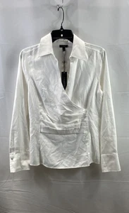 Talbots Women's White Long Sleeve Wrap Blouse Size 8 NWT - Picture 1 of 9