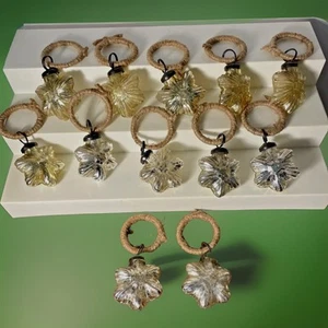 12 Lot Vintage Kugel Style Glass Christmas Ornament STARS Gold & Silver Ribs 2" - Picture 1 of 20