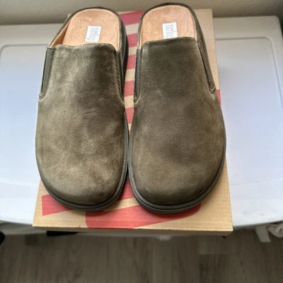 FitFlop Womens GEN-FF Elasticated Suede Mules Deep Olive Size U.S. 5 New In Box - Image 1 of 4