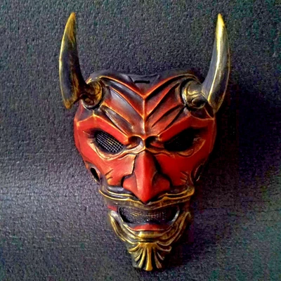 Uncle Oni Cosplay Mask – Japanese Demon Samurai Kabuki Assassin Ronin Ninja Gift - Image 1 of 4