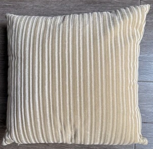 15" Beige Square Throw Pillow w/ Zipper Pillow Cover Weave Velvet Velour VINTAGE - Picture 1 of 5