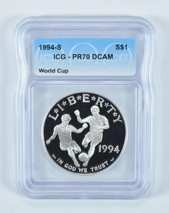 1994-S World Cup Soccer Commemorative Silver Dollar PR70 DCAM ICG *0326 - Picture 1 of 5
