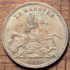 1837 1849 To Hanover Victoria Regina Great Britain 22mm Game Counter Token - Picture 1 of 4
