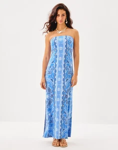 NWT Lilly Pulitzer Noa Strapless Maxi Dress Color: Jacaranda Blue , Choose Size - Picture 1 of 7