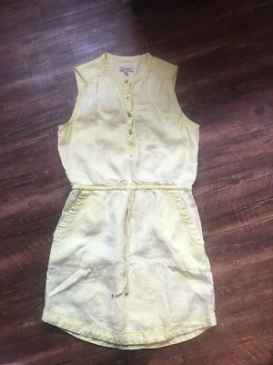 Vestido Juicy Couture Amarillo Lino Manga Corta Pequeño Foto 1 de 4