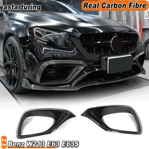 For Benz W213 S213 E63 AMG 2016-20 Real Carbon Fiber Front Bumper Air Vent Cover - Picture 1 of 12