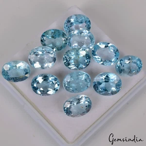 Lote de piedras preciosas sueltas sin tratar corte ovalado 12x10 mm topacio azul suizo natural 65,90 quilates - Imagen 1 de 7