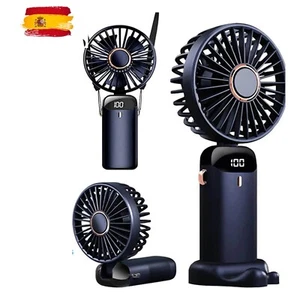 Ventilador portátil USB  5 velocidades, plegable, mano, cuello, soporte móvil - Foto 1 di 11