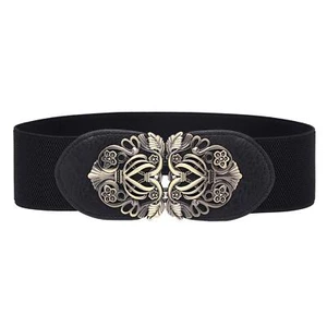 Women Elastic Wide Leather Belt with Front Buckle for Ladies Dress - Picture 1 of 6