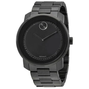 $795 MOVADO Men's BLACK 42mm Dial Stainless Steel Swiss Watch 3600467 - Picture 1 of 10