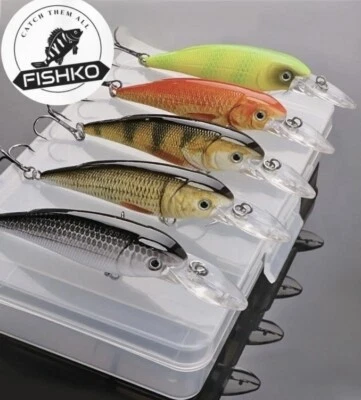 Fishko´s Minnow Wobbler Set mit Box 5 Stück Kunstköder  Barsch & Hecht Köder - Bild 1 von 4