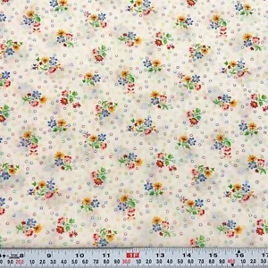 Vintage Florals Circles Off White Unbranded Cotton Blend Fabric Remnant 16"x44" - Picture 1 of 2