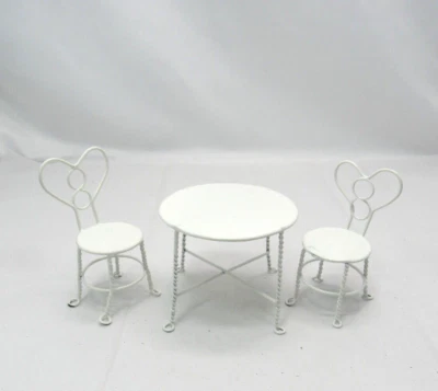 VTG Dollhouse Miniature Bistro Cafe Table & Chairs Ice Cream Parlor Metal Set - Image 1 of 4