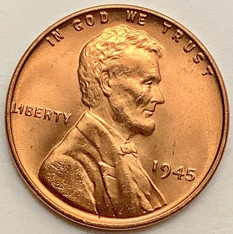 1945 p Uncirculated BU Red RD - Lincoln Wheat Cent ~ A826 Cover