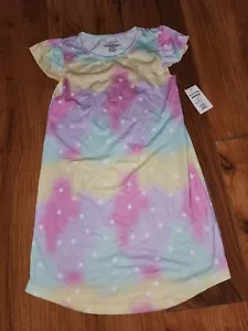 Cuddl Duds Nightgown Girls Size 7/8 Short Sleeve Tie Dye Lightweight Stars - Picture 1 of 3