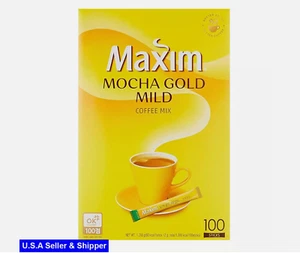Maxim Mocha Gold Mild Korean Coffee Mix Instant 100 stick 맥심 모카 골드 커피 100 개 韩国咖啡 - Picture 1 of 7