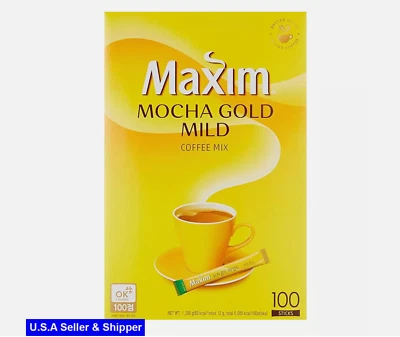 Maxim Mocha Gold Mild Korean Coffee Mix Instant 100 stick ��� ન๴ ��� ໤��� 100  韩国咖啡 Foto 1 de 4