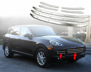 For Porsche Cayenne 2015-18 Matte Silver Front Grille Stainless Steel Trim Cover - Picture 1 of 10
