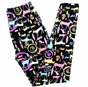 NWT Buttery Soft Neon Animal Safari Zoo Leggings One Size S M L Giraffe Zoo OS - Picture 1 of 3