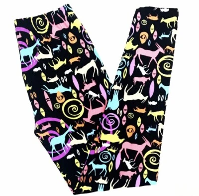 全新带标签 Buttery 软霓虹动物野生动物园紧身裤均码 S M L 长颈鹿动物园 OS — 第 1/3 张图片