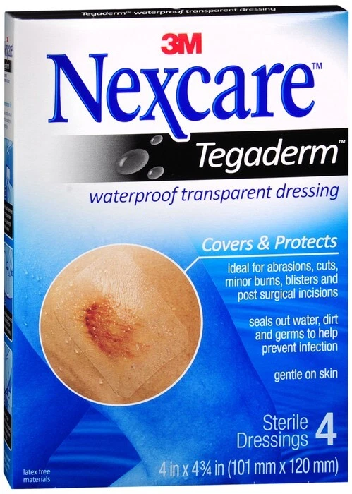 Apósitos transparentes impermeables Nexcare Tegaderm 4 x 4,75 en 4 EA Foto 1 de 1