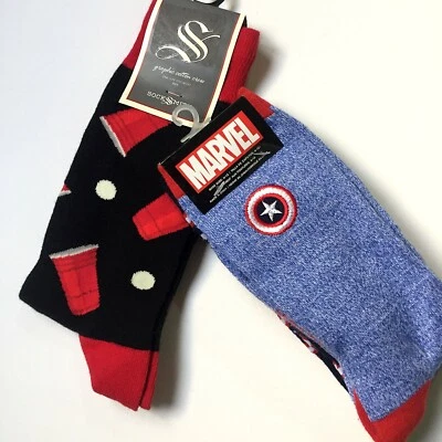 Lote 2 Meias Marvel Captain America e 1 Socksmith Masculinas Crew Cerveja Red Cup Calçados - Imagem 1 de 4
