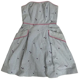 LILLY PULITZER Size 2 Dress Strapless Sweet Ladybug Seersucker Embroidered Bloom - Picture 1 of 10