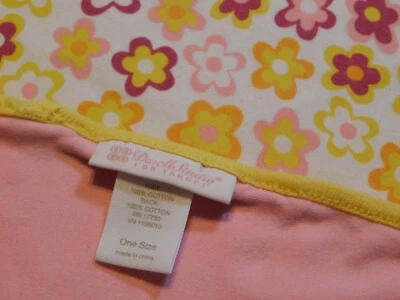 DWELL STUDIOS TARGET BABY BLANKET FLOWERS DAISY COTTON YELLOW PINK DOUBLE SIDED - Image 1 of 4