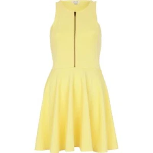 River Island gelbes geripptes Stretch Skaterkleid orig Preis 45£ - Bild 1 von 4