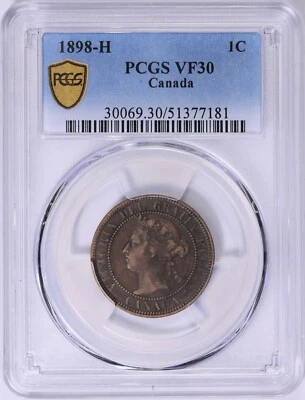 1898 H Canada Large Cent PCGS VF30 Nice Coin! - Image 1 of 3