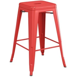 24" High Red Metal Backless Counter Height Stool For Indoor or Outdoor Use - Picture 1 of 7