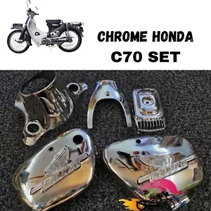 Honda C70 Chrome Antirush Handle Set Cover Accessories Free Side Mirror Chrome - Bild 1 von 10