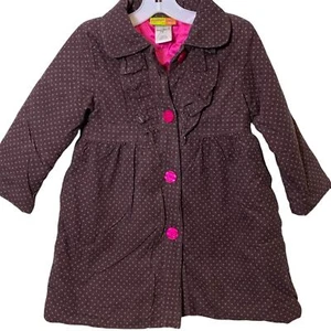 Penelope Mack Coat Girls Size 5 Polka Dot Ruffle Overcoat Boutique - Picture 1 of 8