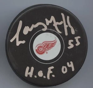 LARRY MURPHY SIGNED INSCRIBED DETROIT RED WINGS PUCK w/ COA HOF 04 - Picture 1 of 1