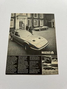 Original 1971 Maserati Indy Ghibli 2dr Coupe Magazine Advert Man Cave Wall Art - Picture 1 of 1