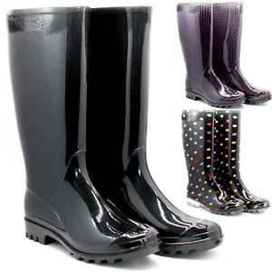 LADIES FESTIVAL WOMENS WELLIES RAIN WATERPROOF GARDEN WELLINGTON BOOTS SHOES SZ - Picture 1 of 10