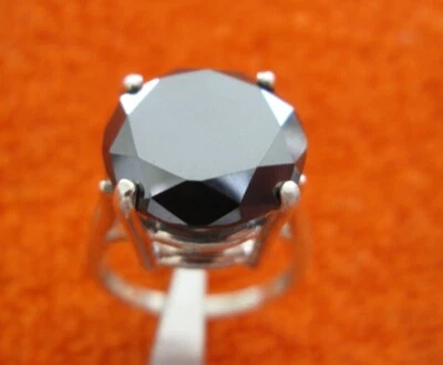 8.90ct 100% REAL NATURAL BLACK DIAMOND RING,CERTIFICATE, FREE DIA TESTER SIZE 8 - Image 1 of 4