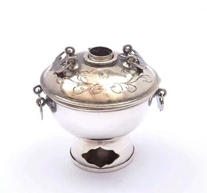 Coffret bonbonnière de présentation en argent japonais années 30 Hot Pot Sureen Jungin 純銀 - Photo 1 sur 8