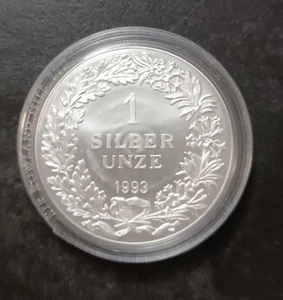 Schweiz 1993 1 Silber Unze Helvetia 999er FeinSilber stgl - Bild 1 von 2
