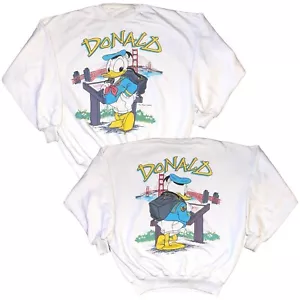 Vintage 80s Disney Donald Duck Sweater SF Golden Gate Bridge Rare ADULT XLarge - Picture 1 of 12