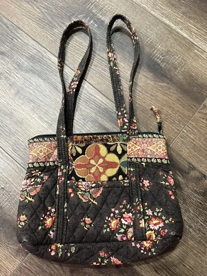 老式 VERA BRADLEY CHOCOLAT 花朵 VILLAGER TOGGLE 托特包手提包 — 第 1/3 张图片