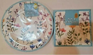 Floral Napkins Plate Set Tea Party Birthday Wedding Vintage Tableware - Picture 1 of 4