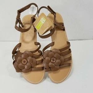 Crazy 8 Big Girls Youth Size 6 Brown Floral Sandals Summer Vacation 2012 New - Picture 1 of 8