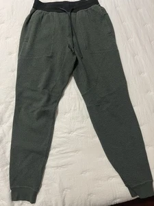 Lululemon At Ease Joggers Unisex Small Army Green Waffle Knit Texture Stretch - Picture 1 of 2