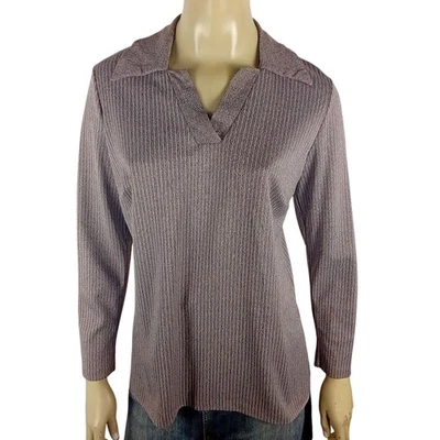 FINLAW of Melbourne vintage ladies size 16 top brown pinstripe 70s retro - Image 1 of 4