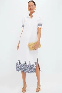Vestido Tuckernuck Hyacinth House Azul Marino Bordado Eliza Midi Talla XS - Imagen 1 de 8