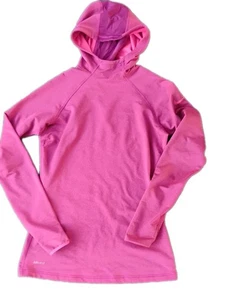 Nike Pro Dri Fit Hot Pink Hooded Shirt Size M - Picture 1 of 5