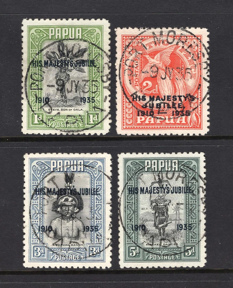 M30206 AustraliaPapua 1935 Silver Jubilee Set X4 Fine Used Sg 150/3 Cat £20 - Image 1 of 1