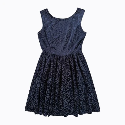 Vestido Terciopelo Burnout Talla S Azul Marino Espalda Redonda Flocado Guepardo Hada Grunge Capricho Foto 1 de 4