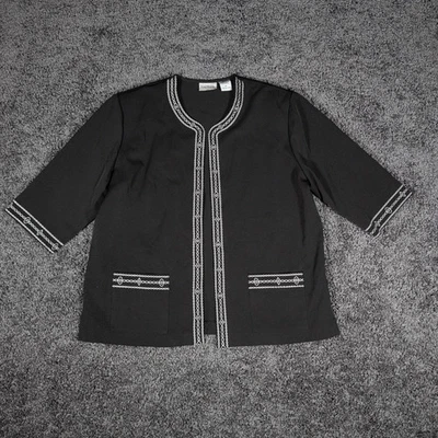 Cárdigan abierto bordado BonWorth de colección para mujer MP negro cuello en V manga 3/4 usado en excelente estado Foto 1 de 4